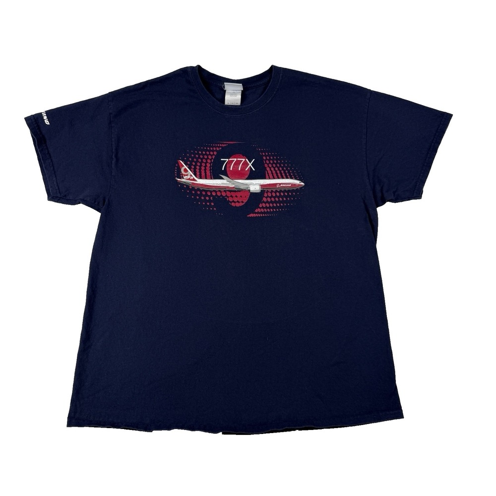 Boeing 777X Mens Graphic Print T Shirt Size‎ XL Officially Licensed Navy Blue